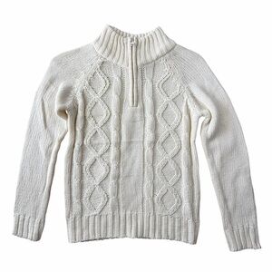 NYC Platinum Cream Cable Knit Quarter Zip Boys 8/10 NWT Preppy